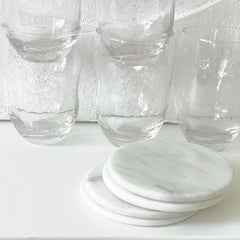 OPJET PARIS Set Of 4 Coaster White Marble Ø10cm