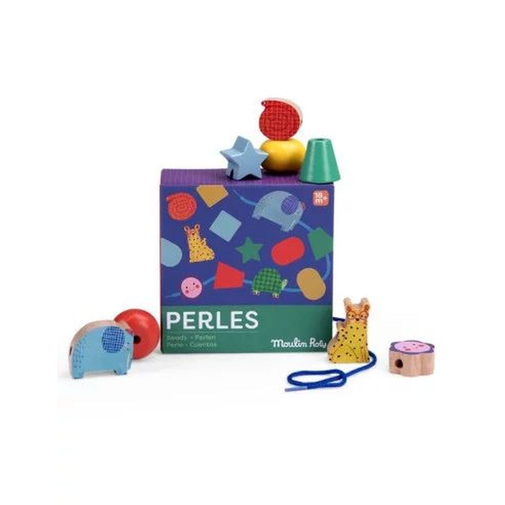 MOULIN ROTY Game of wooden beads to thread Les Toupitis