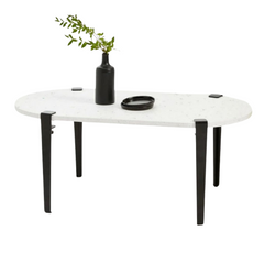 TIPTOE Oval Coffee Table Venezia Recycled Plastic Steel Legs 100cm