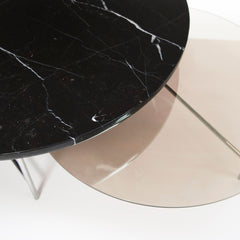 LA CHANCE Coffee Table Zorro Smoke Glass & Black Marble