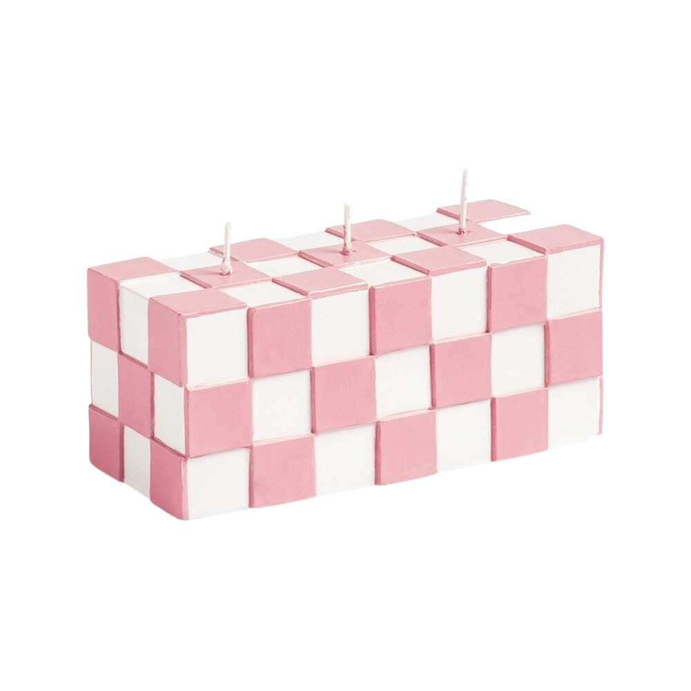 &KLEVERING Candle Check Rectangle Pink