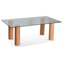 OPJET PARIS Coffee Table Rectangular Studio Rubberwood & Glass 110cm