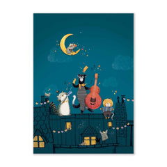 MOULIN ROTY Poster Night On Rooftops 50x70cm "Les Moustaches"