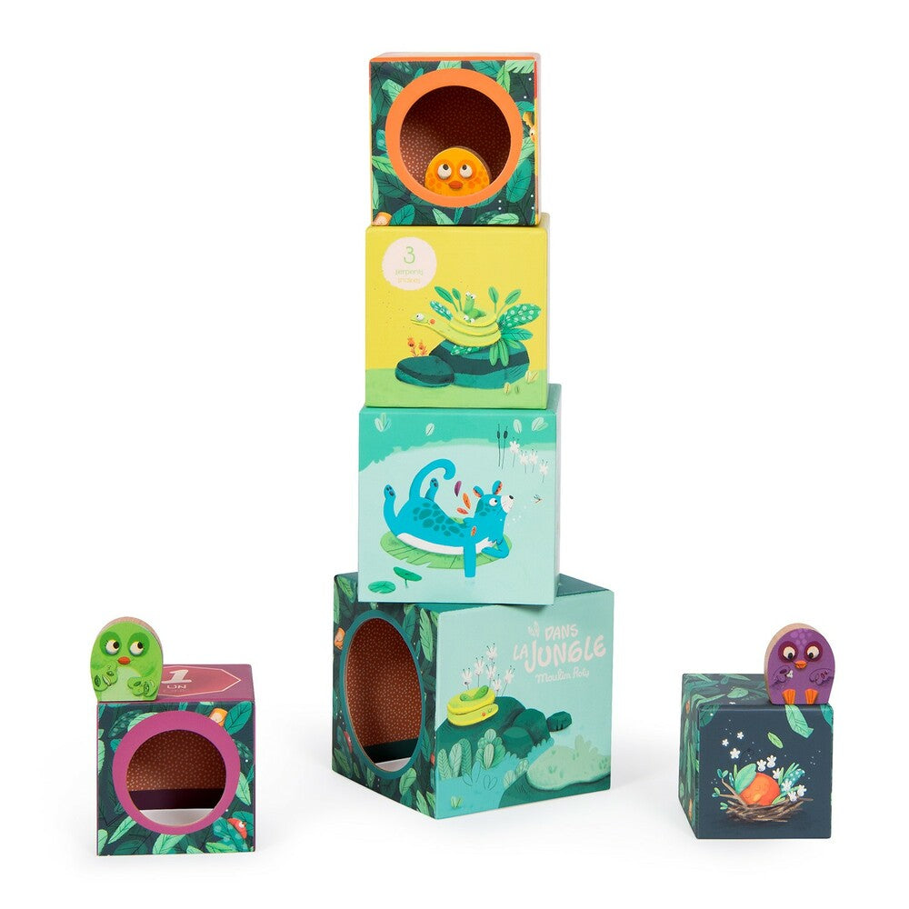 MOULIN ROTY Stack up cubes and 3 chicks “Dans la jungle ...