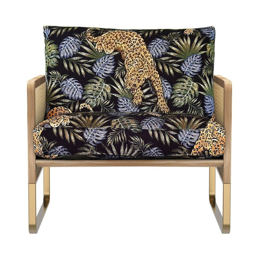 RED EDITION Armchair Cane Natural Wood Jungle Leopard