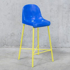 ATELIER TOBIA ZAMBOTTI High Stool “The Fan Chair” Blue & Yellow