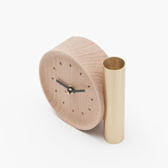 DRUGEOT Clock Tik Tok Wood Brass