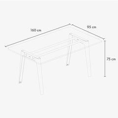 TIPTOE Dining Table New Modern Oak Steel Legs 160cm