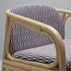 ORCHID EDITION Armchair Hublot Rattan Marquetry Blue