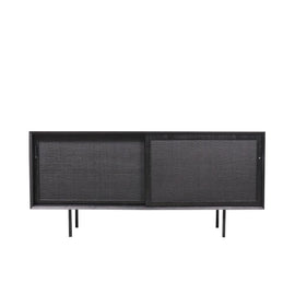 FURNIFIED Dresser Oskar Black Wood Rattan