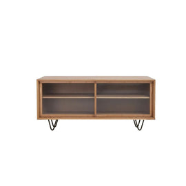 FURNIFIED Sideboard Sanchez Glass Doors Oak