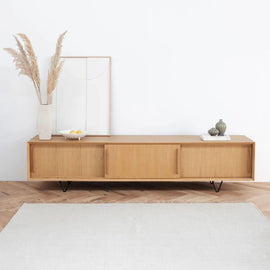 FURNIFIED TV Cabinet Oskar 3 Doors Oak 220cm