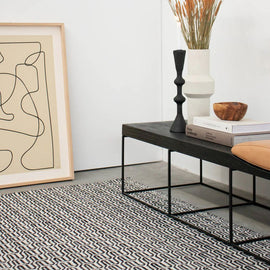 FURNIFIED Rug Helder Black White Canvas