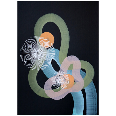 79 - Sigga Björg Sigurðardóttir, "Suð 1", Vatnslitur -Blek - Gouache, 29x42cm, 2025.