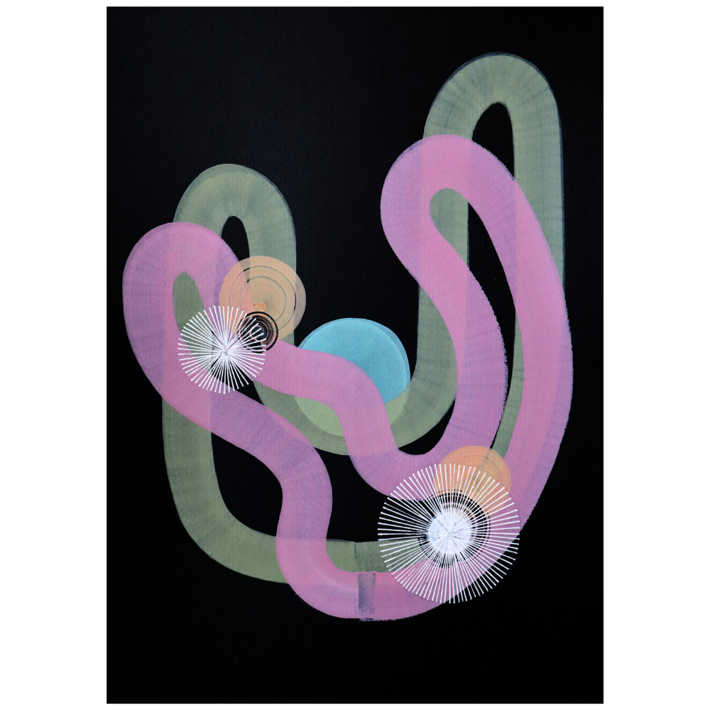 80 - Sigga Björg Sigurðardóttir, "Suð 2", Vatnslitur -Blek - Gouache, 29x42cm, 2025.