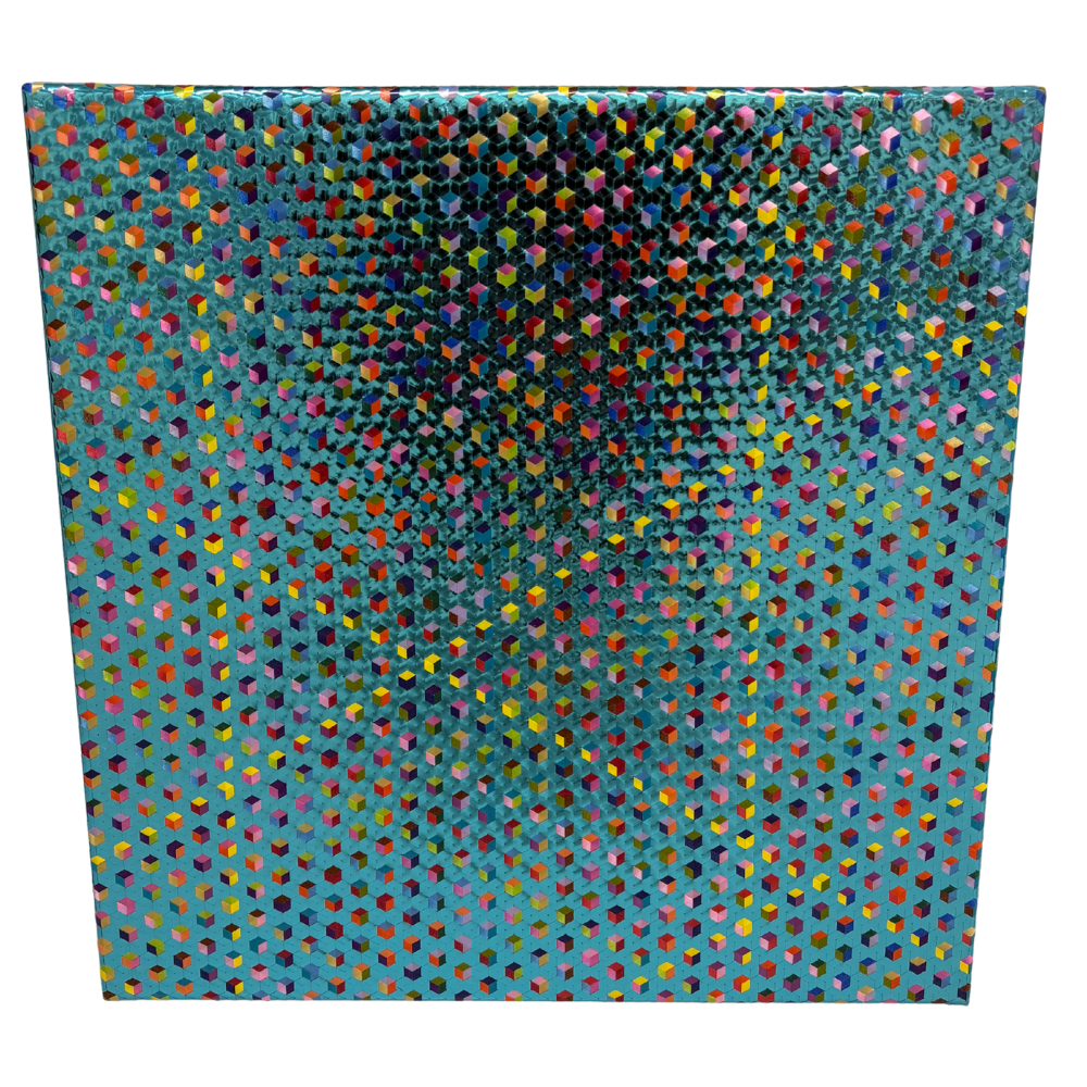 07 - Ásgeir Skúlason, "Untitled", Þríása ofin plastbönd, 50x50cm, 2021.