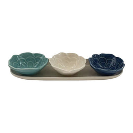 OPJET PARIS Set Of 3 Aperitif Flower Bowls And Tray 31cm