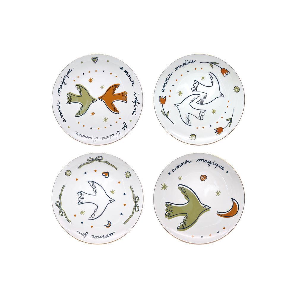 OPJET PARIS Set Of 4 Dessert Plates Love 19cm