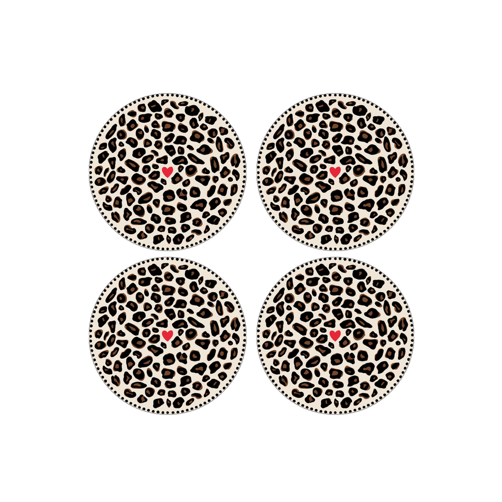 OPJET PARIS Set Of 4 Dessert Plates Leopard Print 19cm