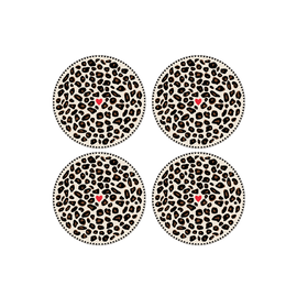 OPJET PARIS Set Of 4 Dessert Plates Leopard Print 19cm