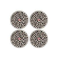 OPJET PARIS Set Of 4 Dessert Plates Leopard Print 19cm
