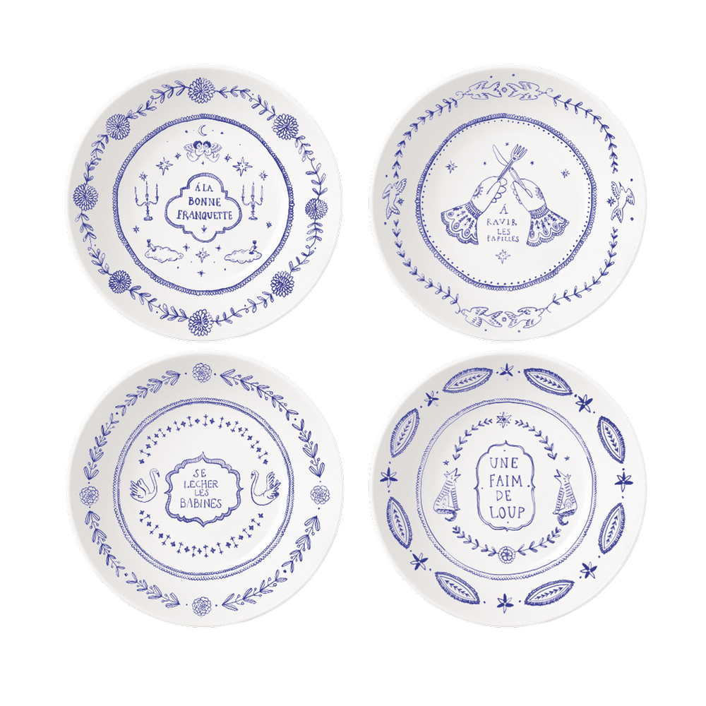 OPJET PARIS Set Of 4 Dinner Plates French Expressions 27cm