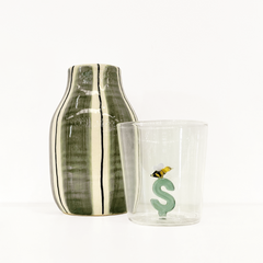 OPJET PARIS Striped Vase Giulia Khaki