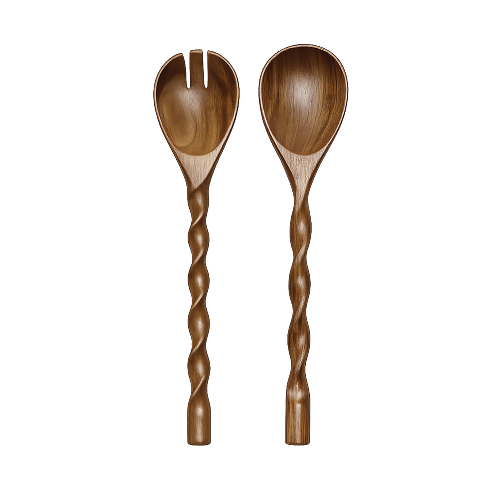 OPJET PARIS Wooden Salad Servers Twist 30cm