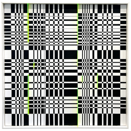 03 - Anna Álfheiður Brynjólfsdóttir, "Flæðimyndir", Plexiglas og akrýl á striga, 80x80cm, 2025.