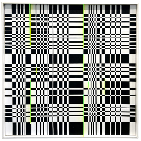 03 - Anna Álfheiður Brynjólfsdóttir, "Flæðimyndir", Plexiglas og akrýl á striga, 80x80cm, 2025.