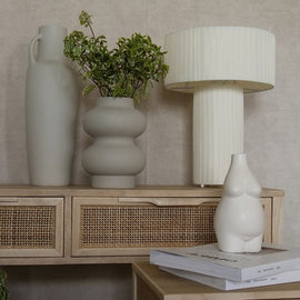 OPJET PARIS Ceramic Vase Long Pebble Textured White 38cm