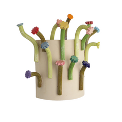 36 - Hanna Dís Whitehead, "Flower flower wall Sconce", Handbyggður og pressaður steinleir og glerungu, 48x38x13cm, 2025.
