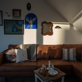 SALÓME HOLLANDERS Glazed Mirror Mini 47cm Deep Blue