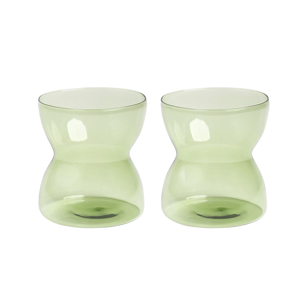&KLEVERING  Set Of 2 Glass Totem Green