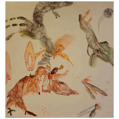 42 - Hólmfríður Sunna Guðmundsdóttir, "Söfnum fræjum", Olía á striga, 65x70cm, 2024.