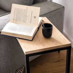 ZAGO Side Table Pia Oak Black Metal 60cm