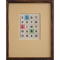 45 - Joe Keys, "Four Letters (CARE)", Litaður blýantur á þykkan pappír í ramma listamannsins, 18x23cm, 2025.