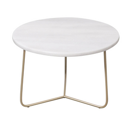 FURNIFIED Side Table Juliette Brass Legs Marble 50cm