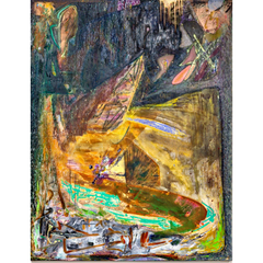 31 - Hallgrímur Árnason, "Leyndarmál(verk) Flórgoðans", Blönduð tækni, 140x180cm, 2024.