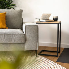 ZAGO Side Table Pia Oak Black Metal 60cm