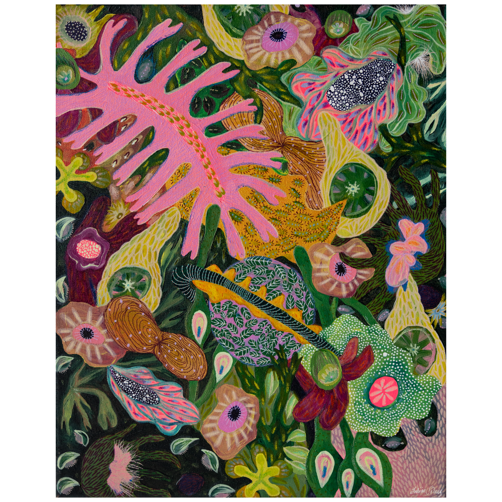 76 - Salvör Sólnes, "Sníklasuð", Akrýl á striga, 40x50cm, 2025.