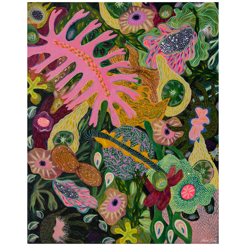 76 - Salvör Sólnes, "Sníklasuð", Akrýl á striga, 40x50cm, 2025.