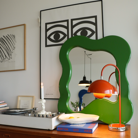 SALÓME HOLLANDERS Glazed Mirror Original 90cm Deep Green