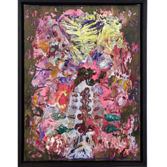 67 - Sindri Dýrason, "Untitled", Olía, vatnslitir og sprey á striga, 30x40cm, 2025.