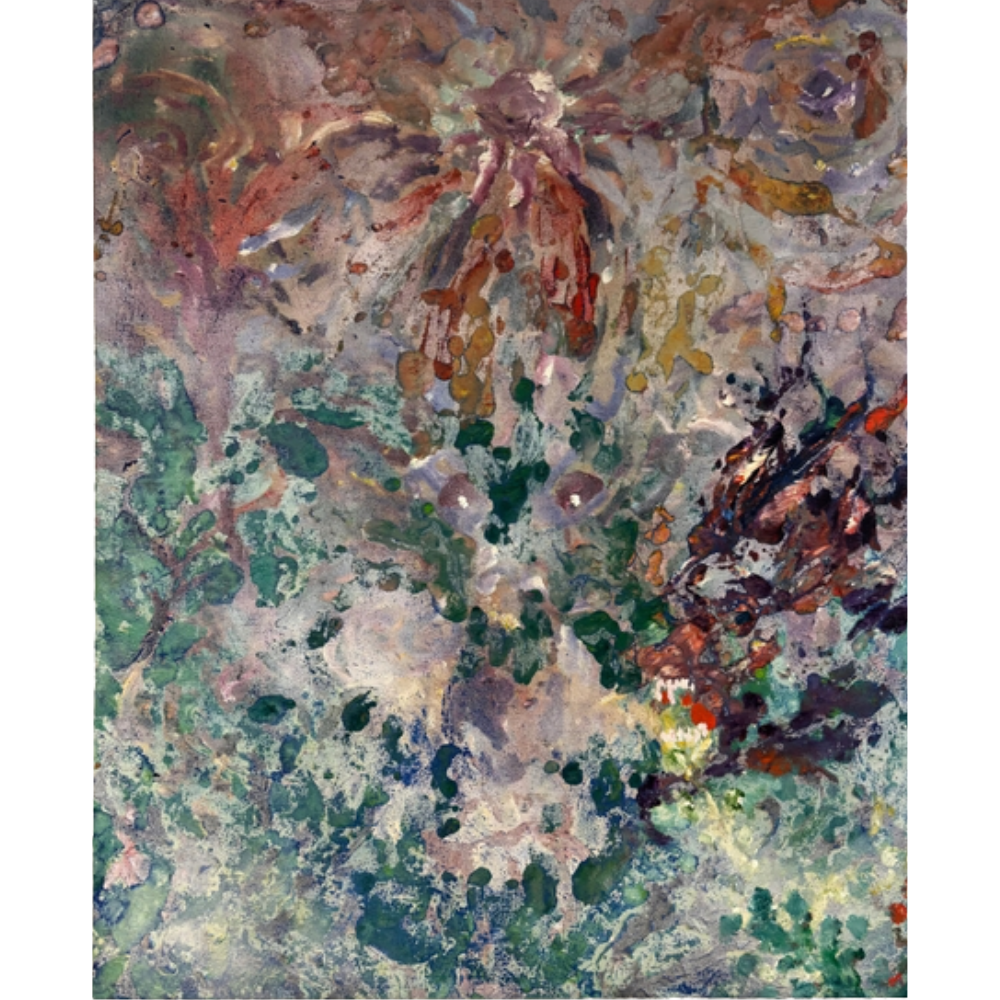 65 - Sindri Dýrason, "Untitled", Olía, og sprey á striga, 65x80cm, 2025.