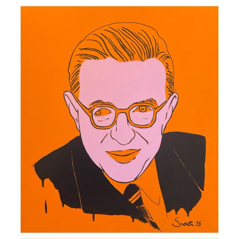 85 - Snorri Ásmundsson, "Jean-Paul Sartre", Akrýl á striga,  70x80cm, 2025.