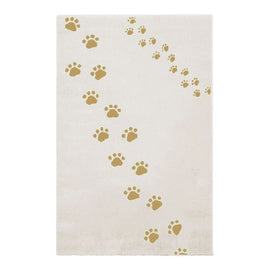 AFK LIVING Kids Rug Bear Footprints White Saffran