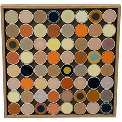07  - Ásgeir Skúlason, "Cross section composition no. 65", Skornar golfkúlur í eikarumgjörð, 37x37cm, 2024.