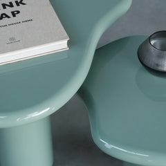 FURNIFIED Side Table Ada Low Glossy StoneSkin