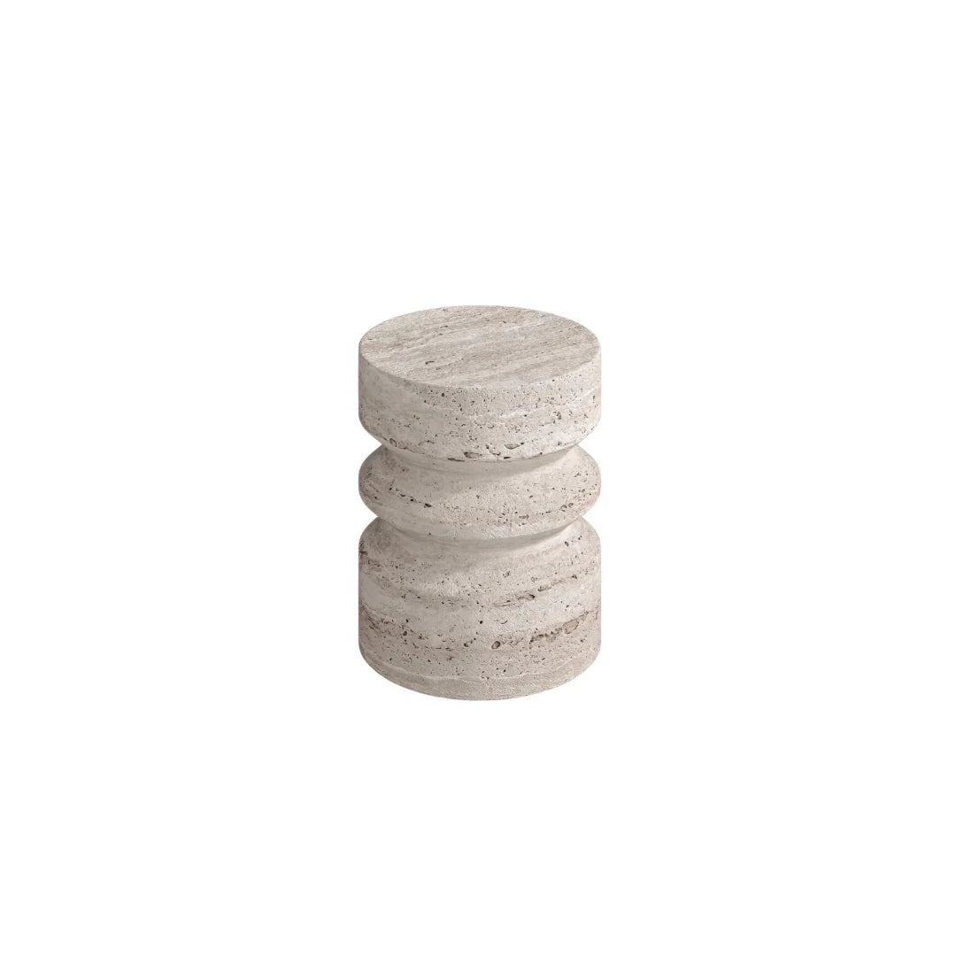 FURNIFIED  Side Table Zivo White travertine